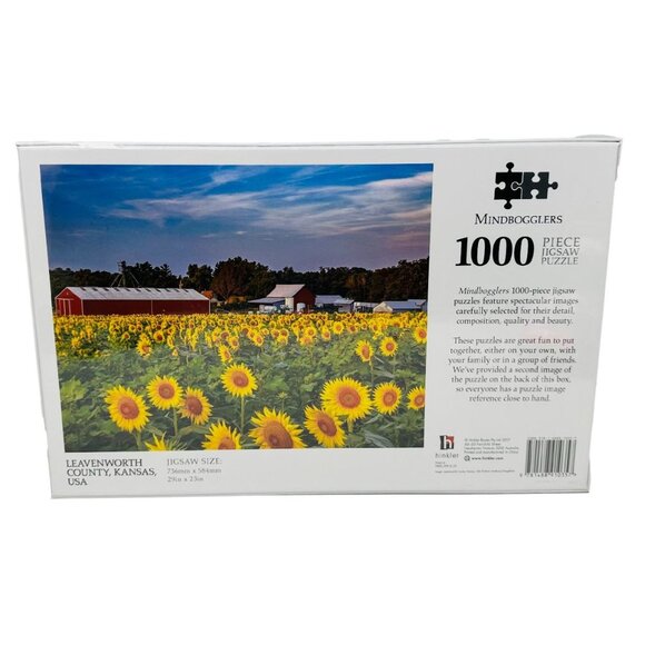 Jigsaw Puzzle 1000 pc Leavenworth County, Kansas Field Sunflowers New Sealed - Picture 2 of 3